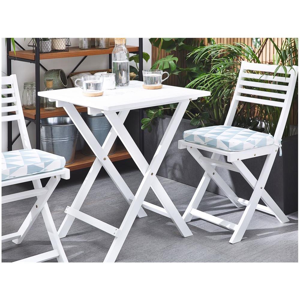 Set Da Giardino In Legno Con Cuscini Azzurri / bianchi Fiji - Foto 2