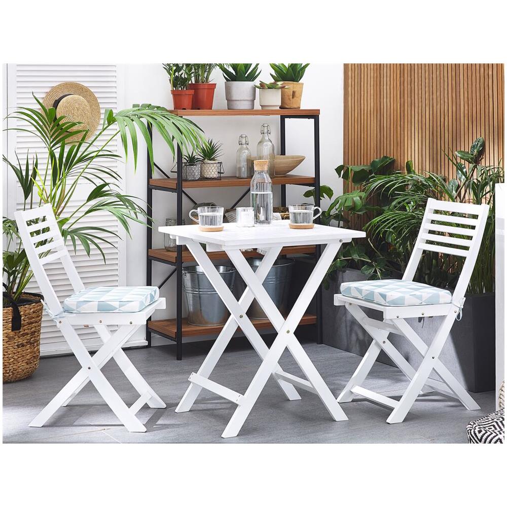 Set Da Giardino In Legno Con Cuscini Azzurri / bianchi Fiji - Foto 1