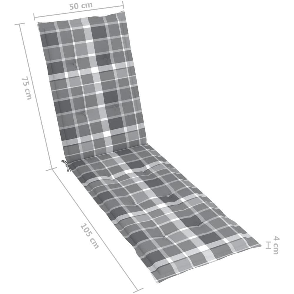 Cuscino Per Sdraio Grigio A Quadri (75+105) x50x4 Cm - Foto 11