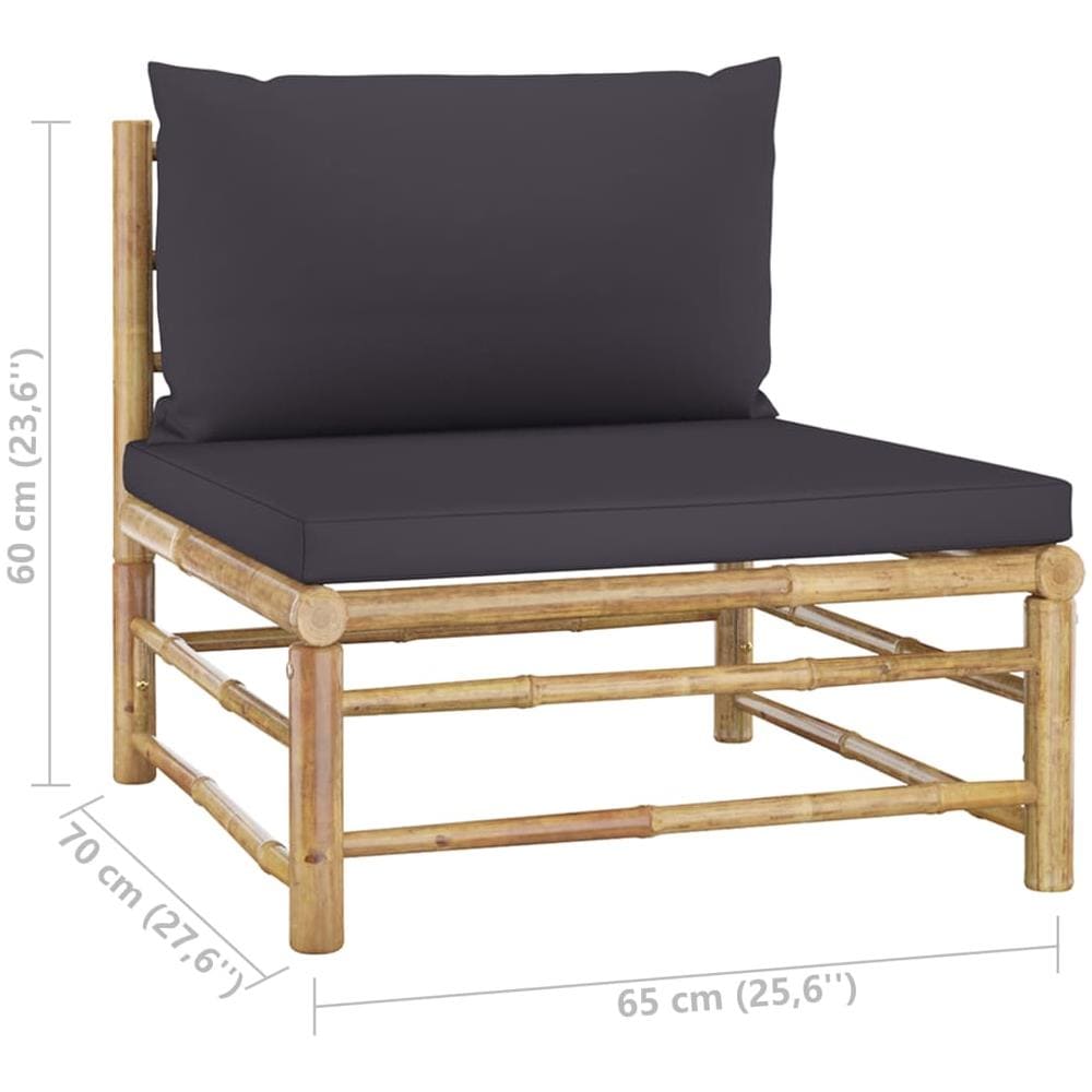 Set Divani Da Giardino 6 Pz Con Cuscini Grigio Scuro In Bamb? - Foto 4