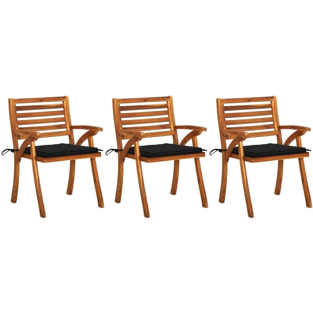 Sedie da Pranzo da Giardino con Cuscini 3 pz Massello di Acacia - Foto 1