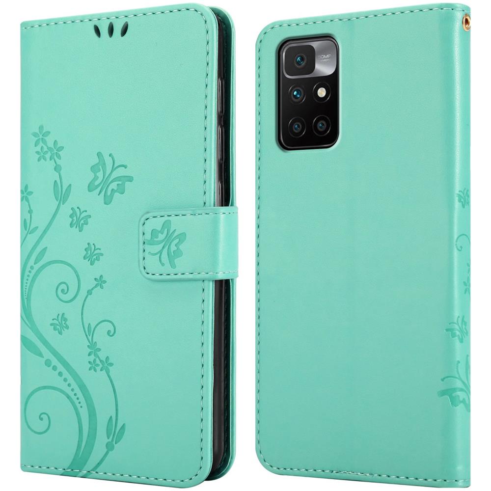 Cadorabo Custodia Compatibile Con Xiaomi Redmi 10 / Redmi Note 11 4g In Turchese Fiore - Coperchio Protettivo In Design Floreale Con Chiusura Magnetica, Funzione Stand E Slot Per Carte - Foto 8