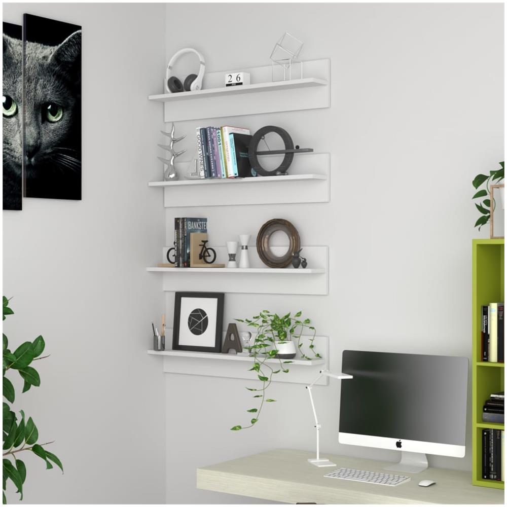 Mensole A Muro 4 Pz Bianche 80x11,5x18 Cm In Truciolato - Foto 1