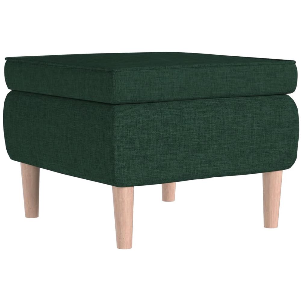 Poggiapiedi con Gambe in Legno Verde Scuro in Tessuto - Foto 1