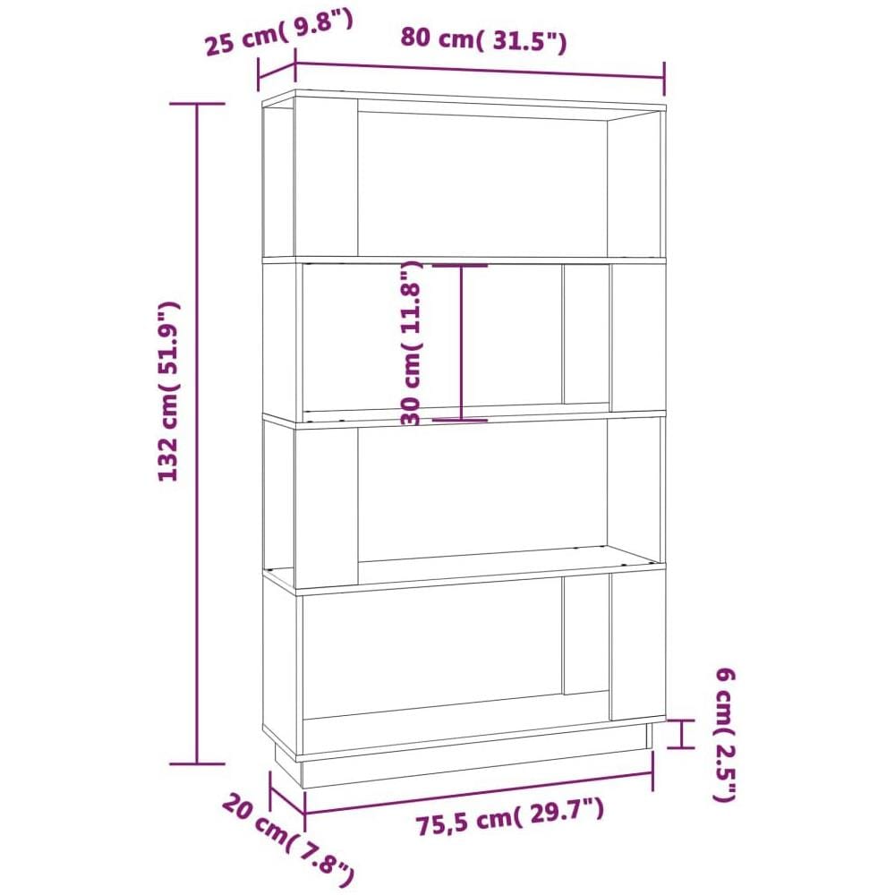 Libreria / divisorio Bianco 80x25x132 Cm Legno Massello Di Pino - Foto 8