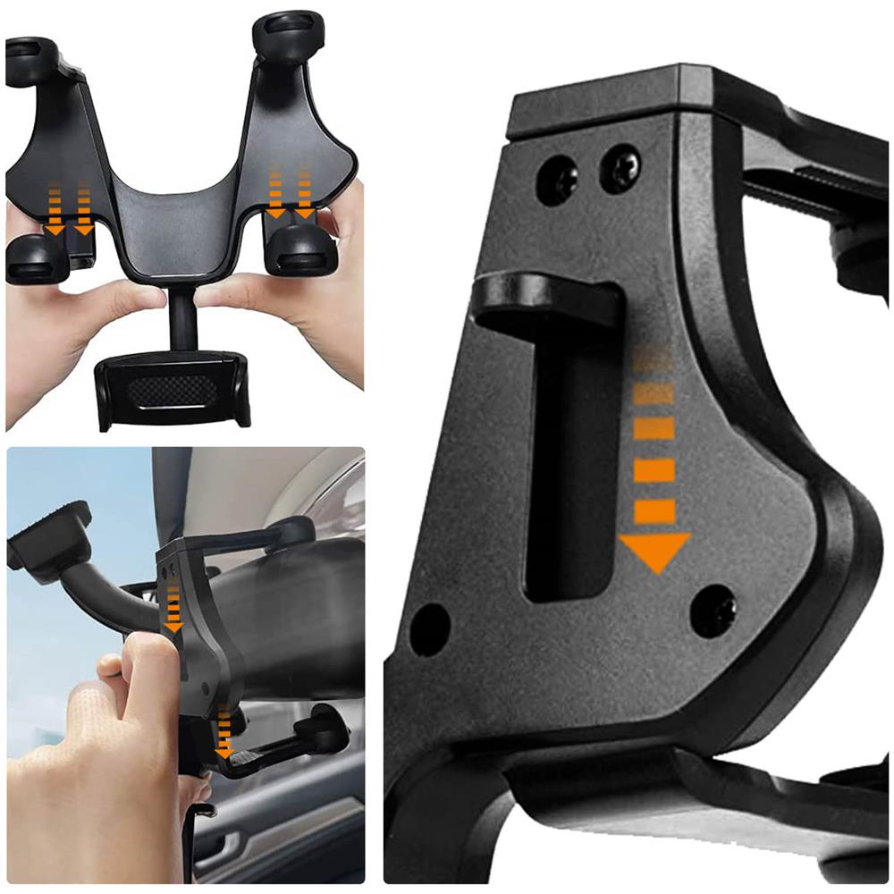 Supporto Auto Per Smartphone Fissaggio Specchio Retrovisore Rotante Nero - Foto 2