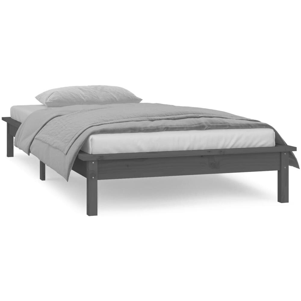 Giroletto LED Grigio 75x190 cm Small Single Legno Massello - Foto 3