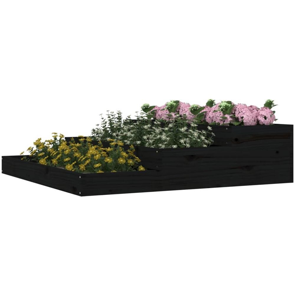 Fioriera Nera 107x107x27 Cm In Legno Massello Di Pino - Foto 2