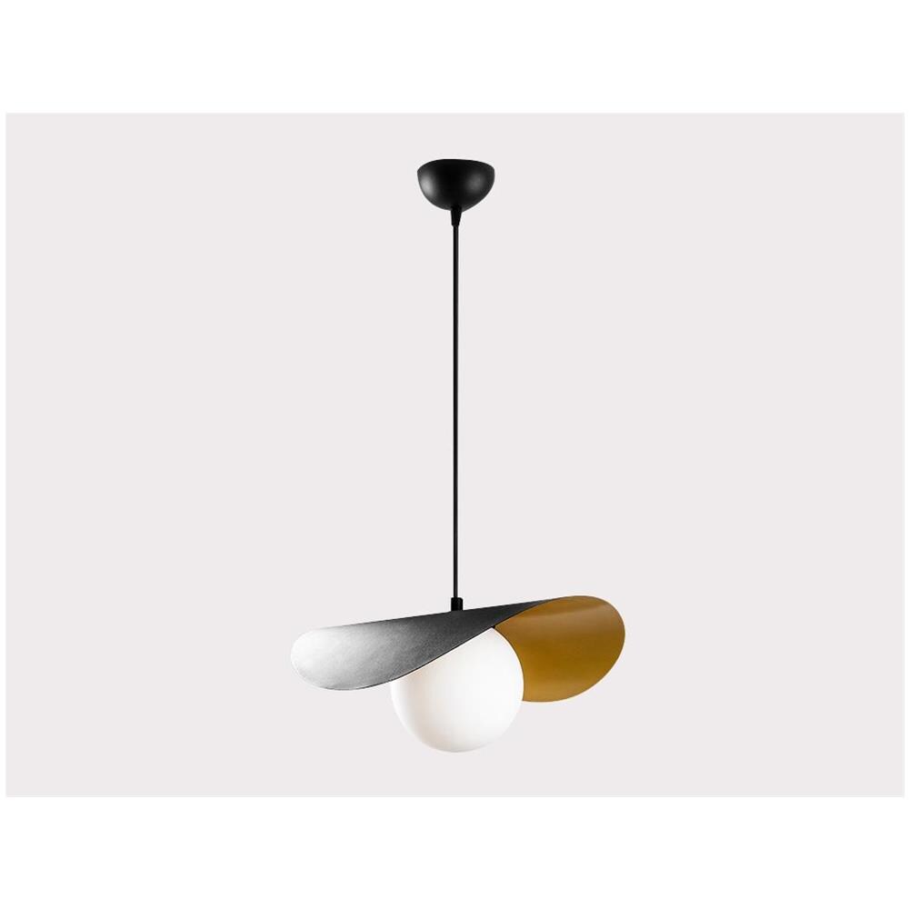Lampadario Con Altezza Regolabile L. 32 X H. 9 105 Cm In Metallo Nero E Bianco - Arlette - Foto 2