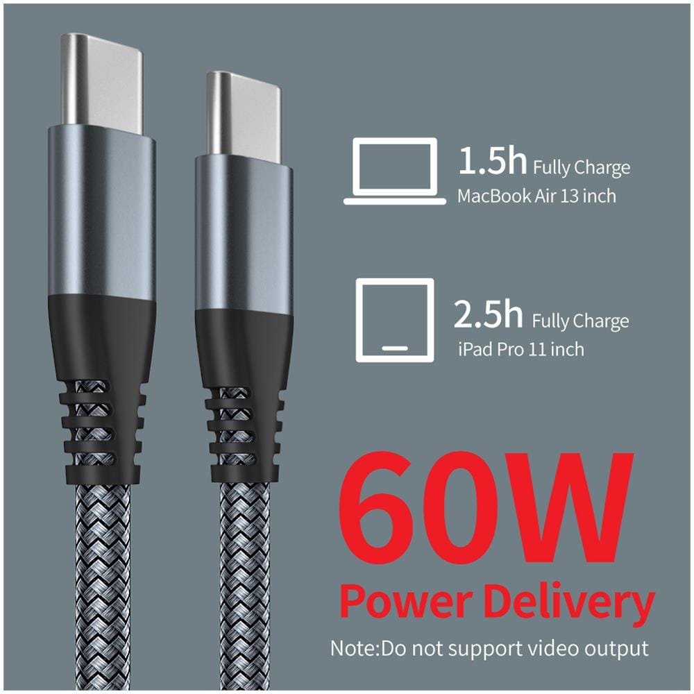 Cavo Di Ricarica Usb-c Da 60 W Con Ricarica Rapida, Compatibile Con Iphone 15/plus/pro Max, Samsung Galaxy S24/s23/s22, Pixel 7 Pro Grey 2 Metri - Foto 2