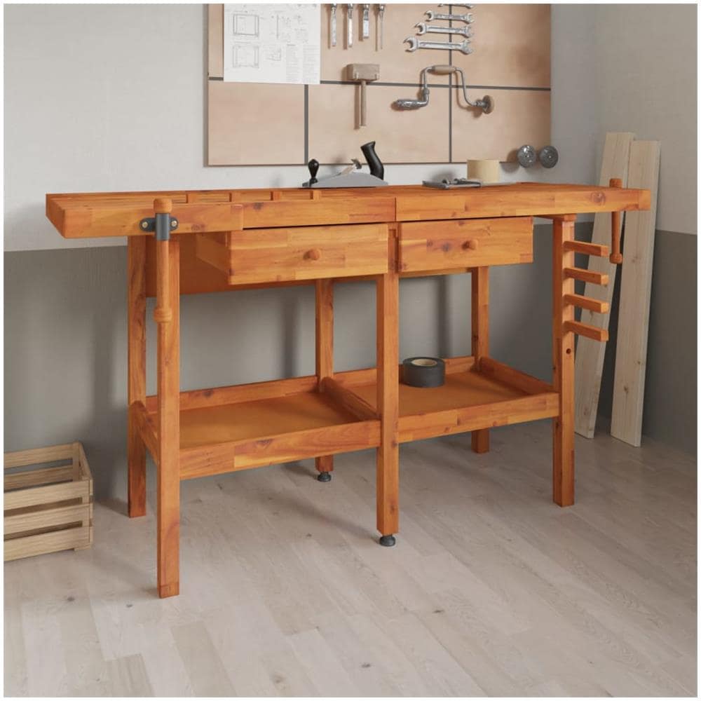 Banco Lavoro Cassetti E Morse 162x62x83cm Legno Massello Acacia - Foto 1