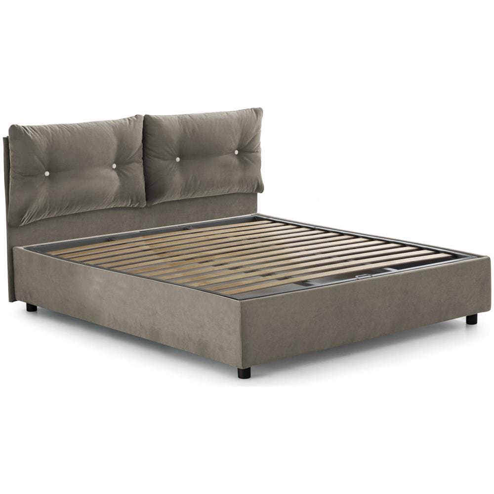 Letto Matrimoniale Fabiana, Letto Contenitore Con Rivestimento In Tessuto, 100% Made In Italy, Apertura Frontale, Adatto Per Materasso Cm 160x200, Tortora - Foto 2