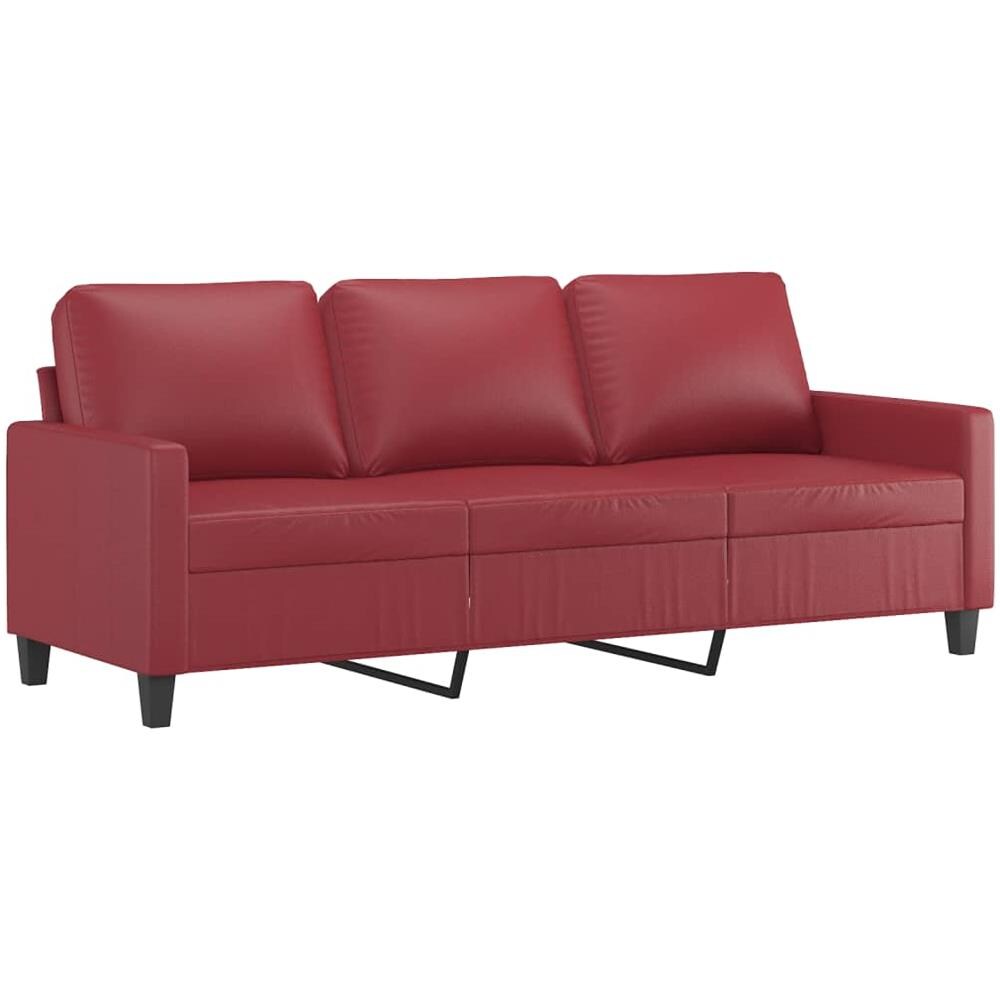 Divano A 3 Posti Rosso Vino 180 Cm In Similpelle - Foto 2
