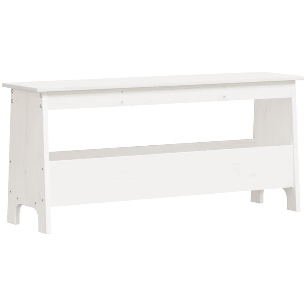 Panca Da Ingresso Bianca 100x28x45 Cm In Legno Massello Di Pino - Foto 2