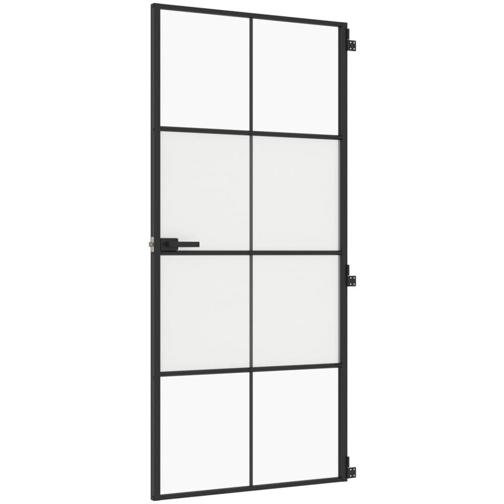 Porta Interni Sottile Nera 93x201,5cm Vetro Temperato Alluminio - Foto 2