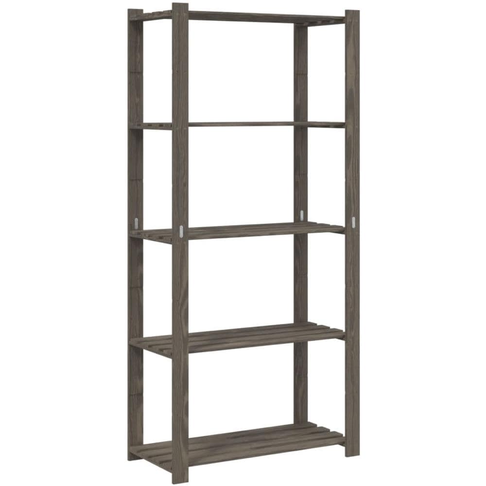 Scaffale A 5 Livelli Grigio 80x38x170 Cm In Legno Di Pino - Foto 1