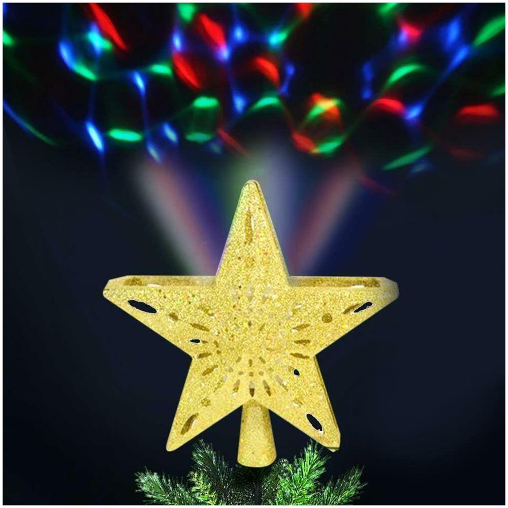 Puntale Proiettore LED Albero di Natale Forma Stella Oro Effetti di Luce RGB - Foto 4