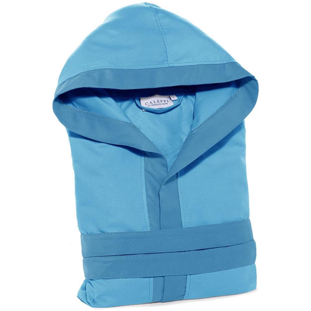 Accappatoio Con Cappuccio Spugnissima Tecno Bicolor In Microfibra Colore Turchese Misura M - Foto 2