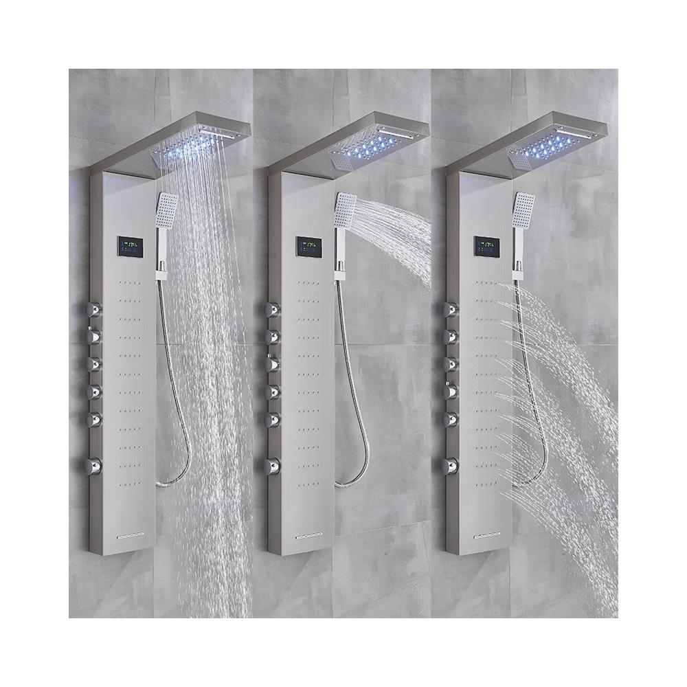 Pannello doccia, Blackswan, tipo M8013, modello nichelato con bocca a cascata, display digitale, LED e funzioni SPA, misura 114 cm - Foto 4