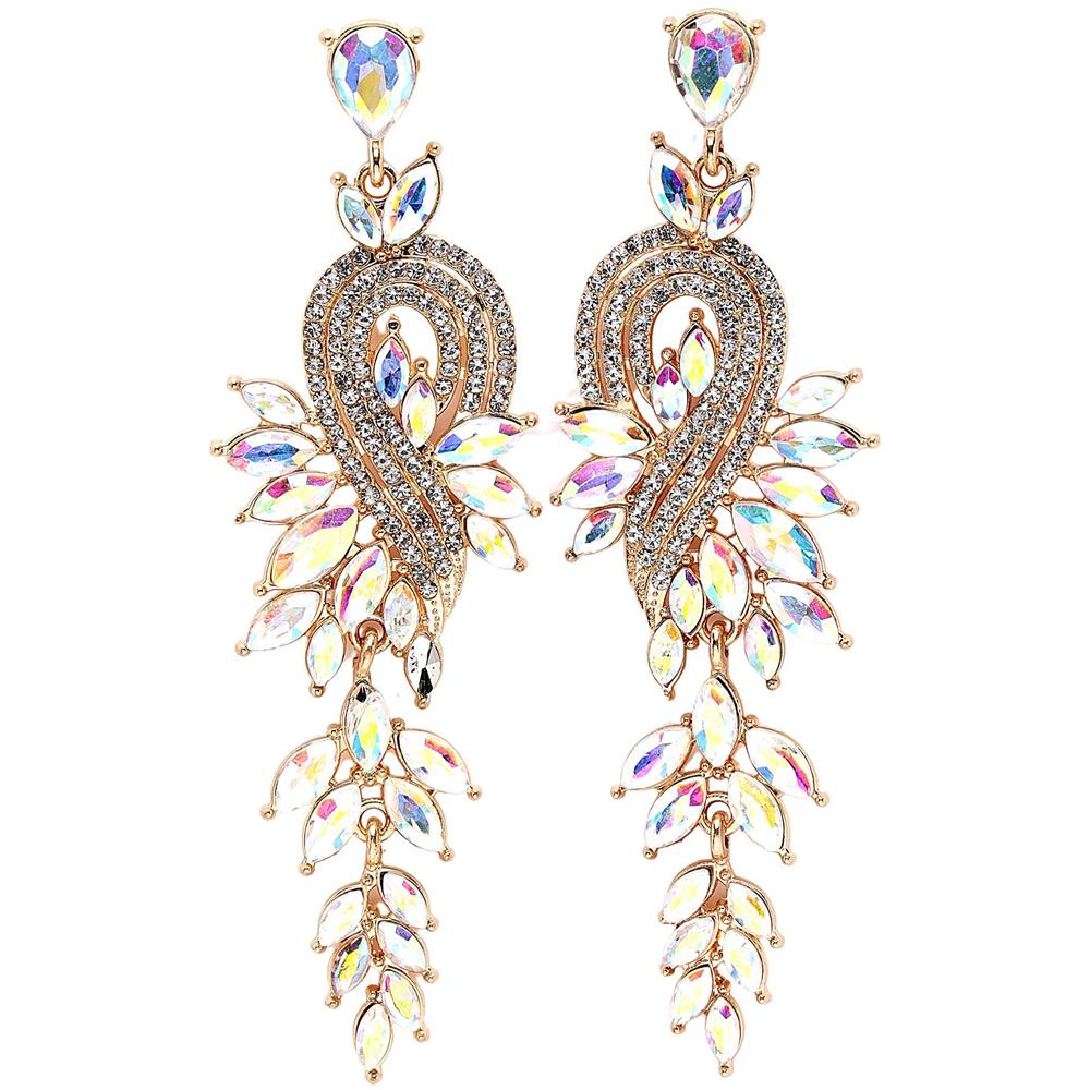 Orecchini a Candeliere di Lusso a Cuore e Foglia - Foto 1