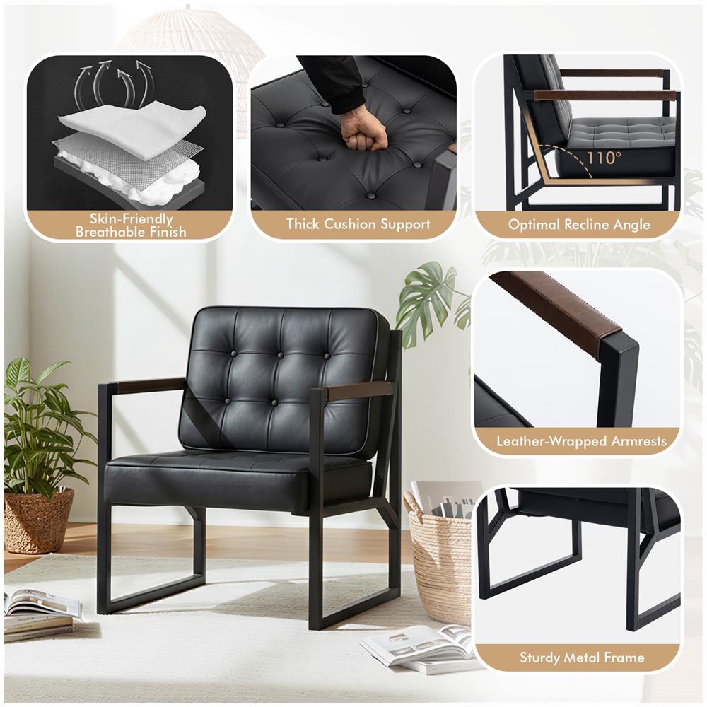 Poltrona di design, comoda poltrona imbottita con piedini in metallo per soggiorno, camera da letto, sala d'attesa e ufficio - Foto 2