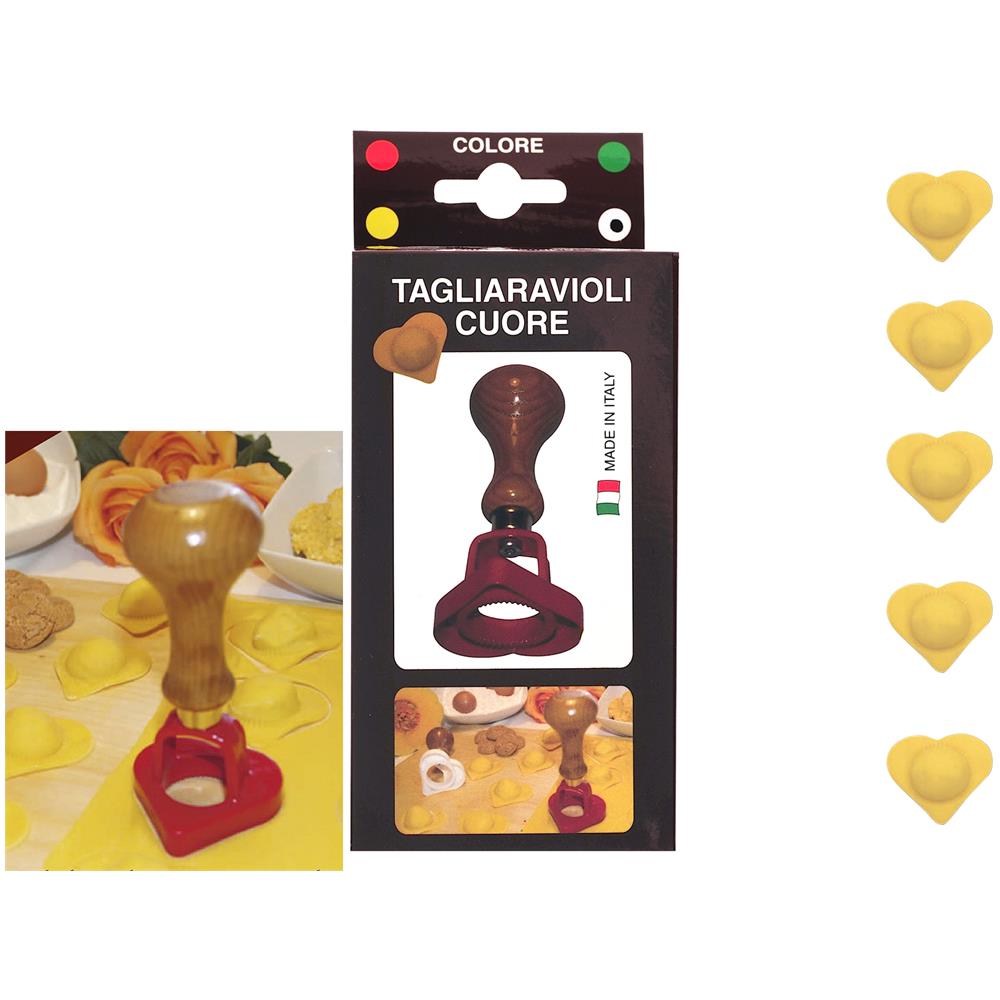Taglia Ravioli Cuore Multicolore Manico Legno - Foto 1