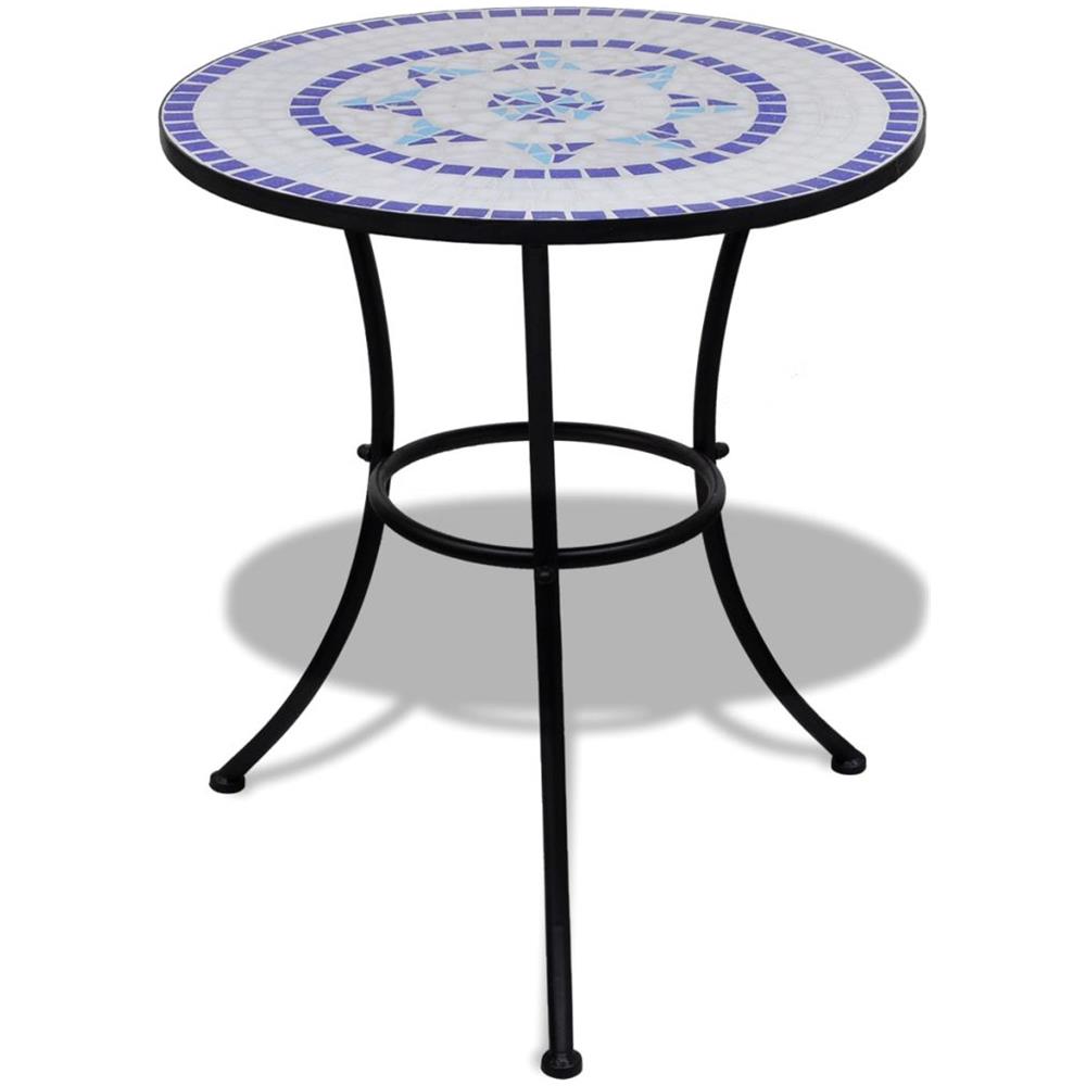 Tavolo In Ceramica Con Mosaico 60 Cm Blu / bianco - Foto 1