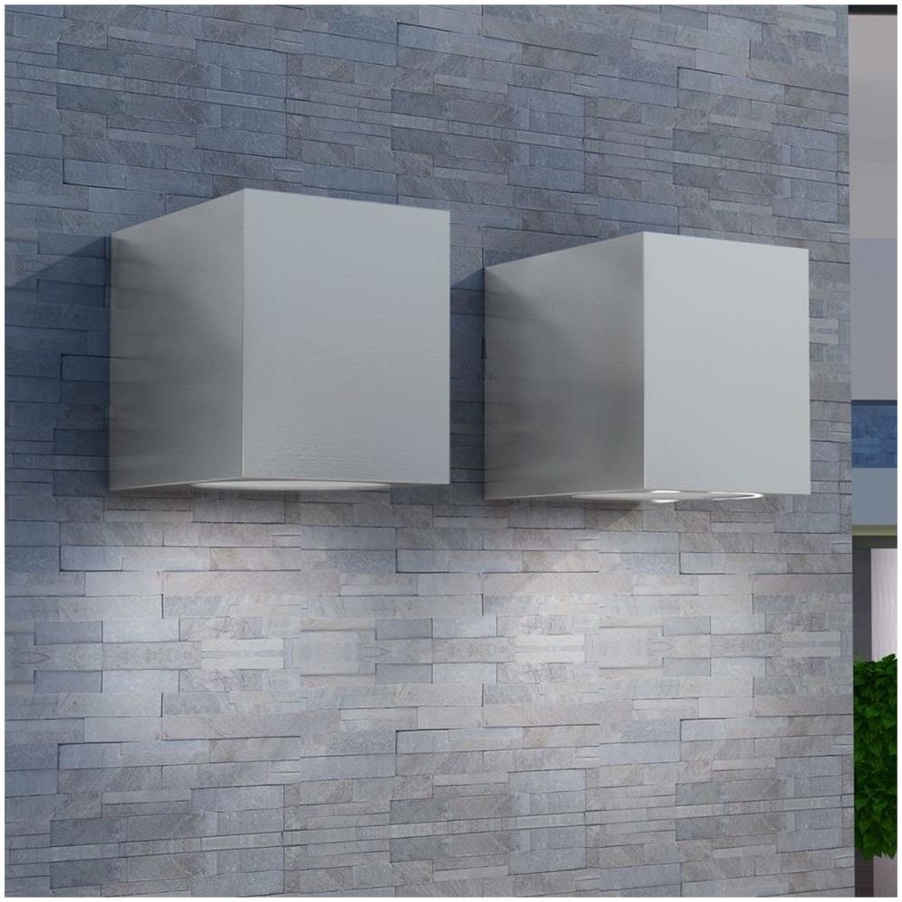 Luce Da Parete Per Esterno A Cubo 2 Pz Grigio - Foto 2