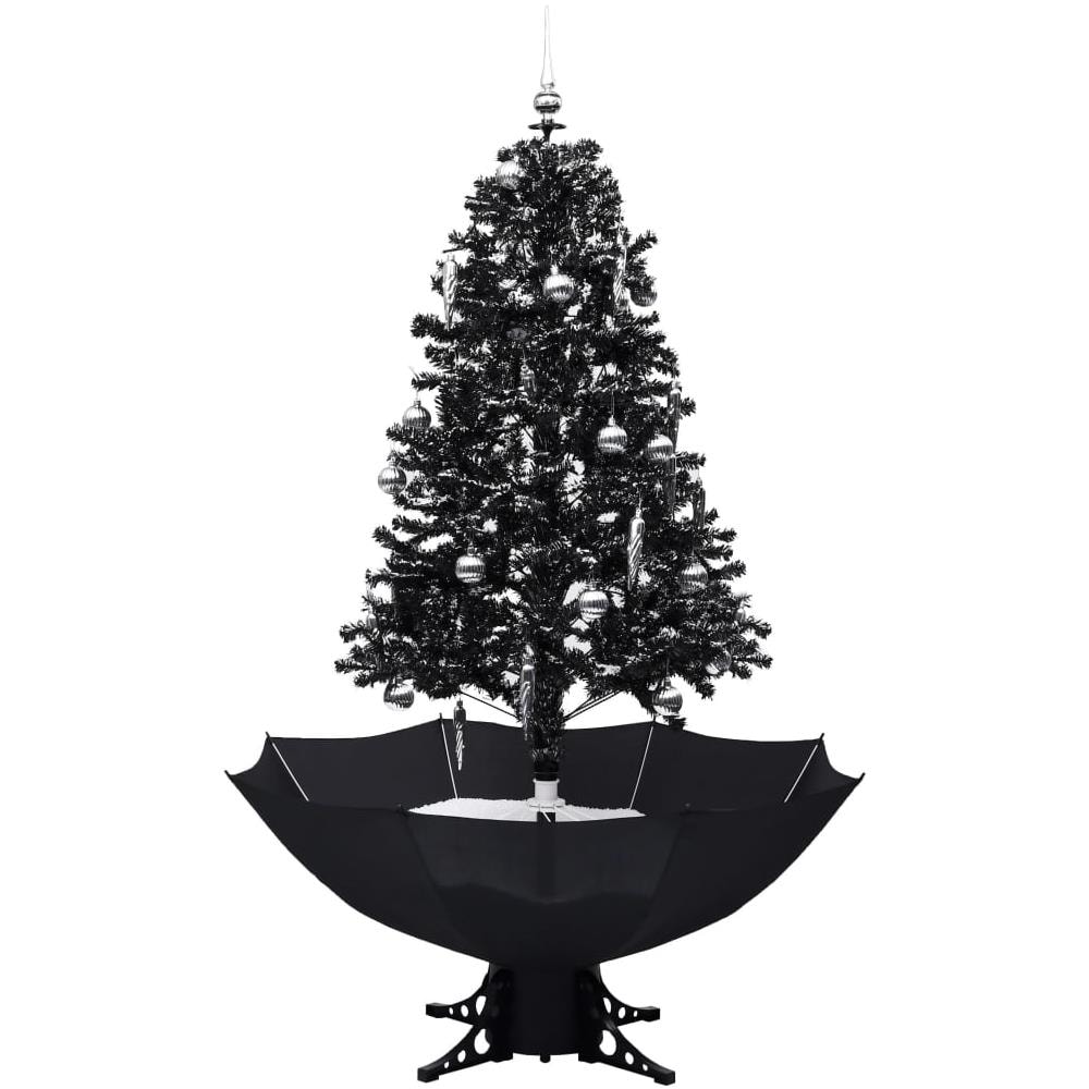 Albero Di Natale Con Nevicata E Base Ad Ombrello Nero 170cm Pvc - Foto 2