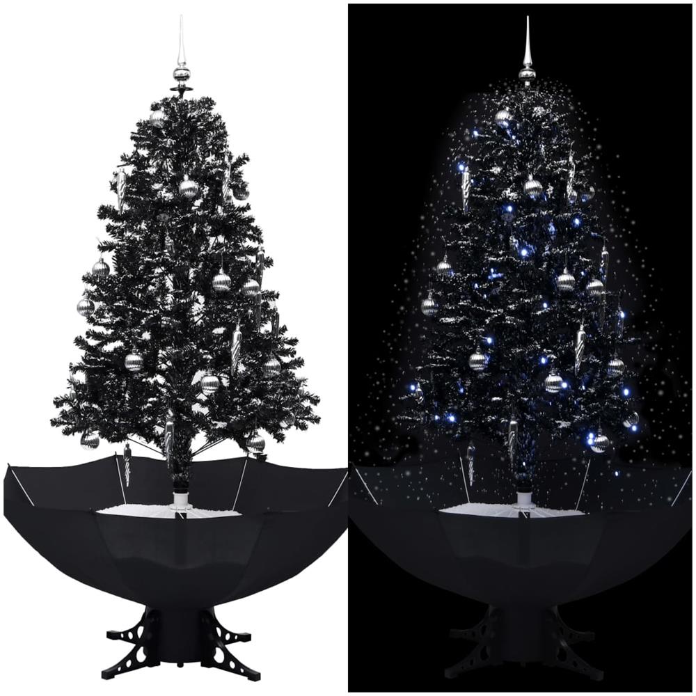 Albero Di Natale Con Nevicata E Base Ad Ombrello Nero 170cm Pvc - Foto 1