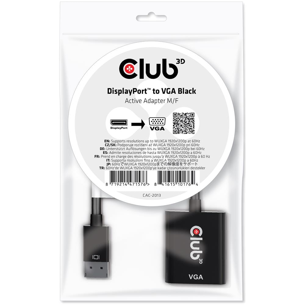 CAC-2013 cavo e adattatore video 0,228 m Displayport VGA Nero - Foto 1