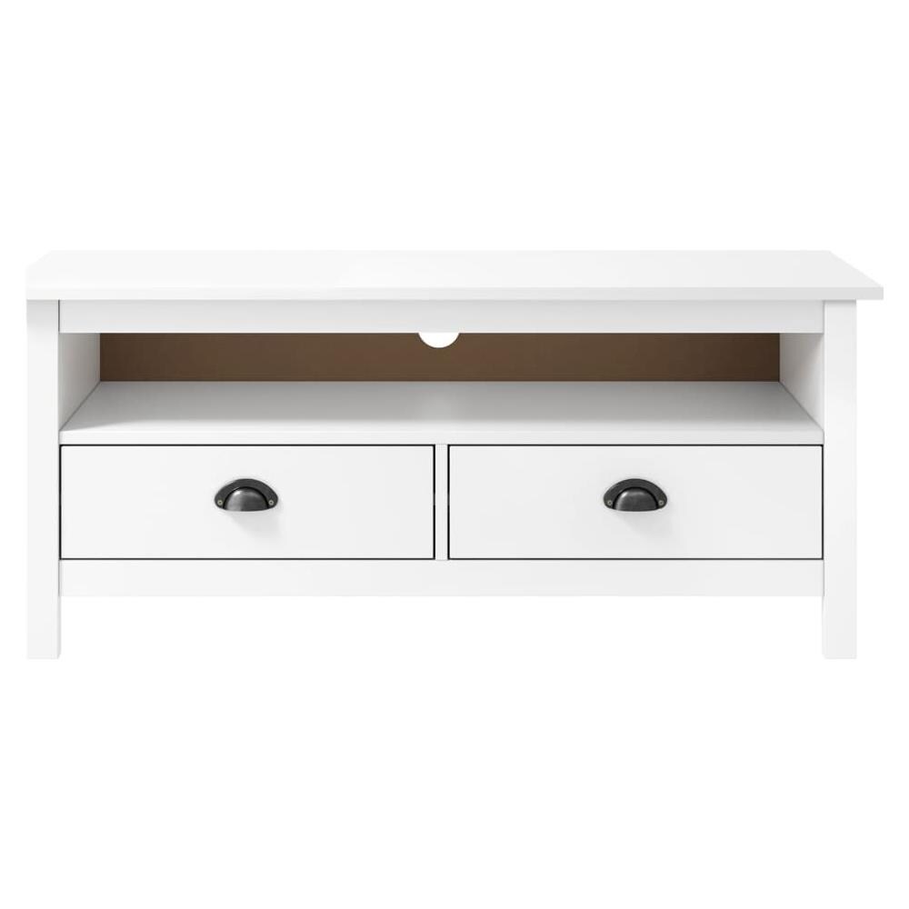 Mobile Porta TV Hill Bianco 110x40x47 cm in Legno di Pino - Foto 4