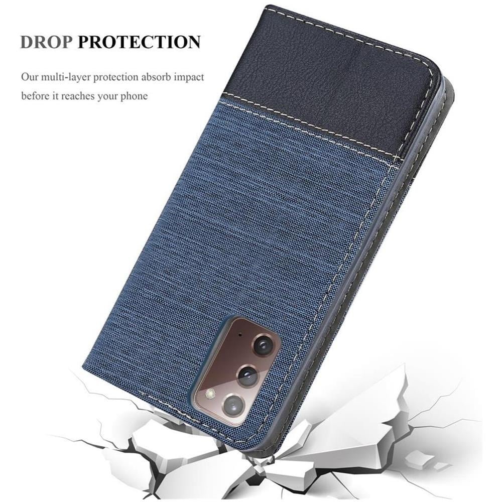 Custodia Compatibile Con Samsung Galaxy Note 20 In Blu Scuro Nero - Coperchio Protettiva Con Chiusura Magnetica, Funzione Stand E Tasca Per Le Carte - Foto 8