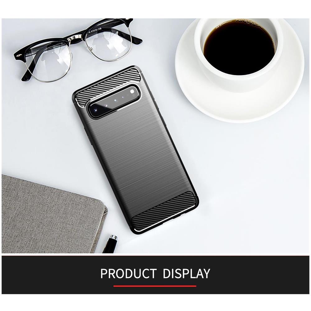 Custodia Compatibile Con Samsung Galaxy S10 5g In Brushed Nero - Coperchio Protettivo In Silicone Tpu Flessibile In Look Acciaio Inossidabile-fibra Di Carbonio - Foto 7