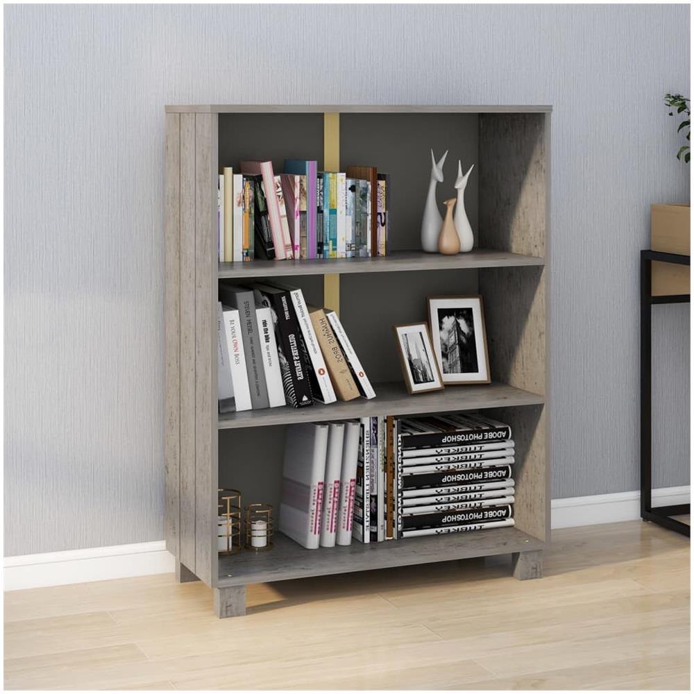 Libreria Grigio Chiaro 85 X 35 X 112 Cm Legno Massello Di Pino - Foto 1