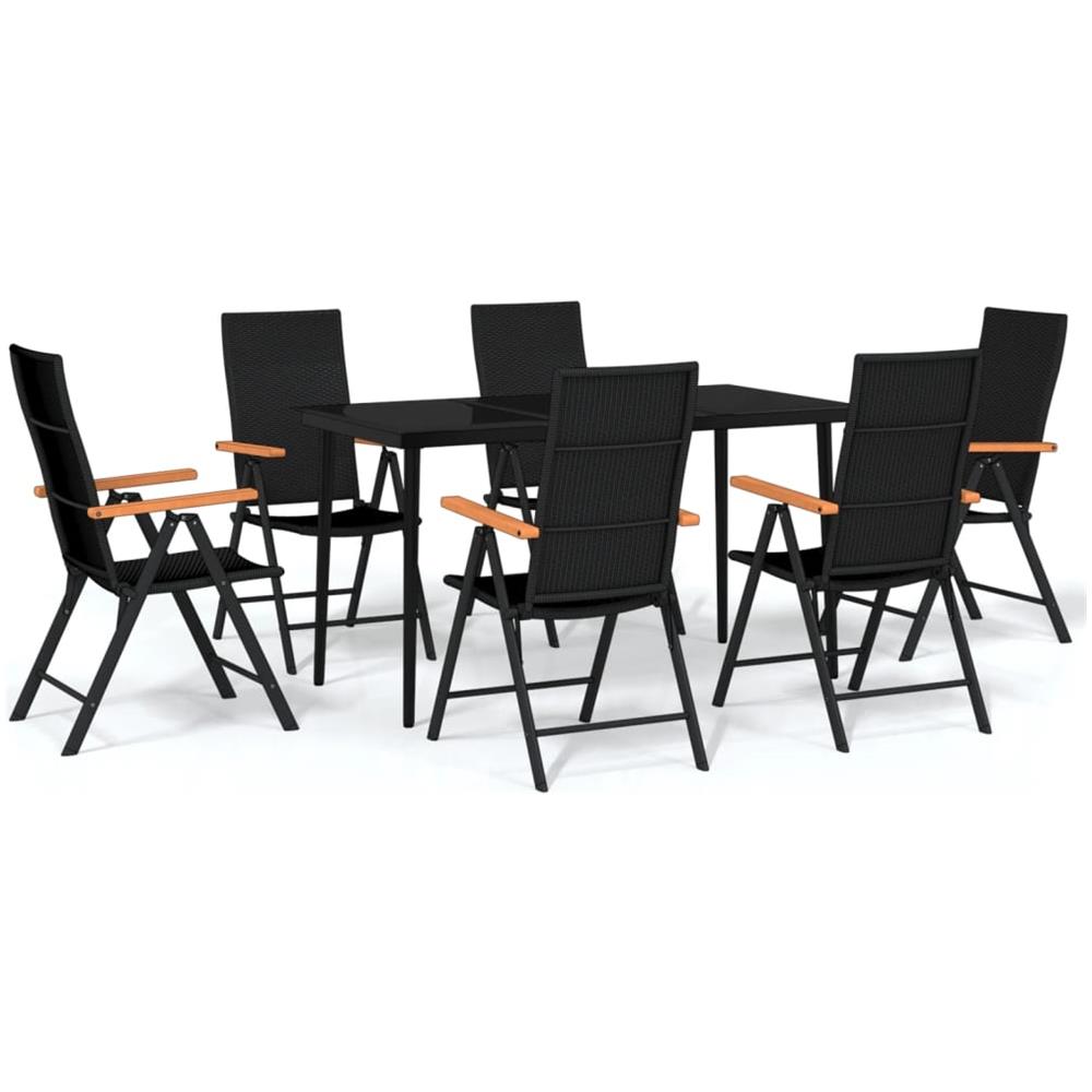 Set Mobili Da Pranzo Per Giardino 7 Pz Nero - Foto 2