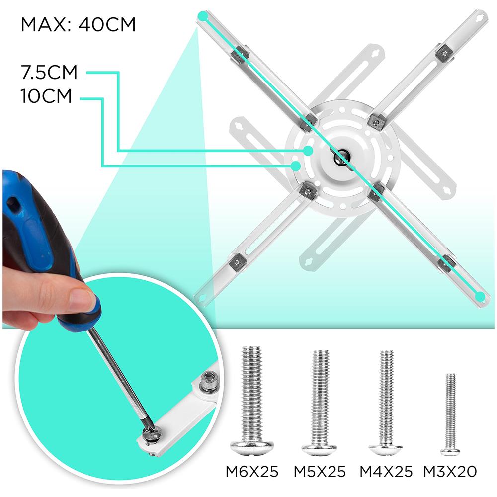 Pb05xb Supporto Universale Per Proiettore 13.6kg Distanza Dal Soffitto 154mm Montaggio Parete / Muro / Soffitto Staffa Videoproiettore Per Casa Ufficio Sale Riunioni - Foto 6