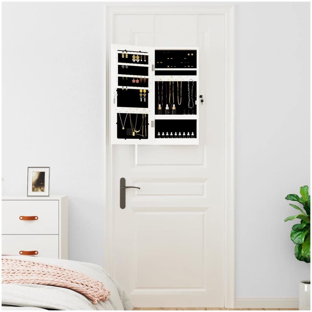 Armadio Portagioie A Specchio Con Luci Led A Parete Bianco - Foto 3