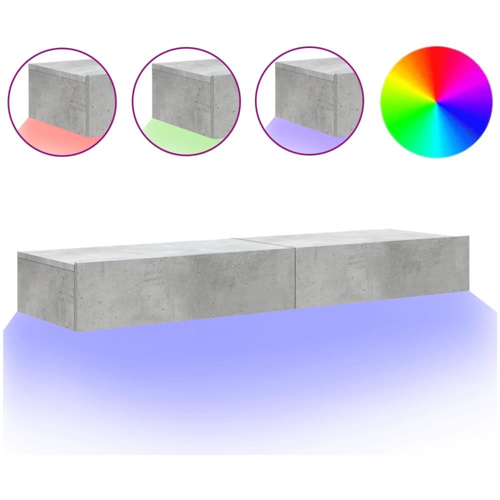 Mobili Porta Tv Con Luci Led 2 Pz Grigio Cemento 60x35x15,5 Cm - Foto 2