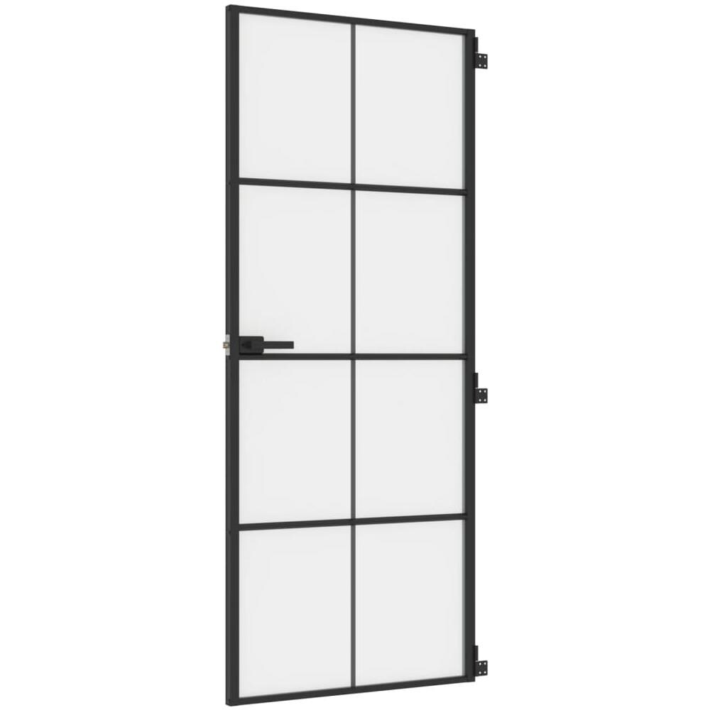 Porta Interni Sottile Nera 83x201,5cm Vetro Temperato Alluminio - Foto 2