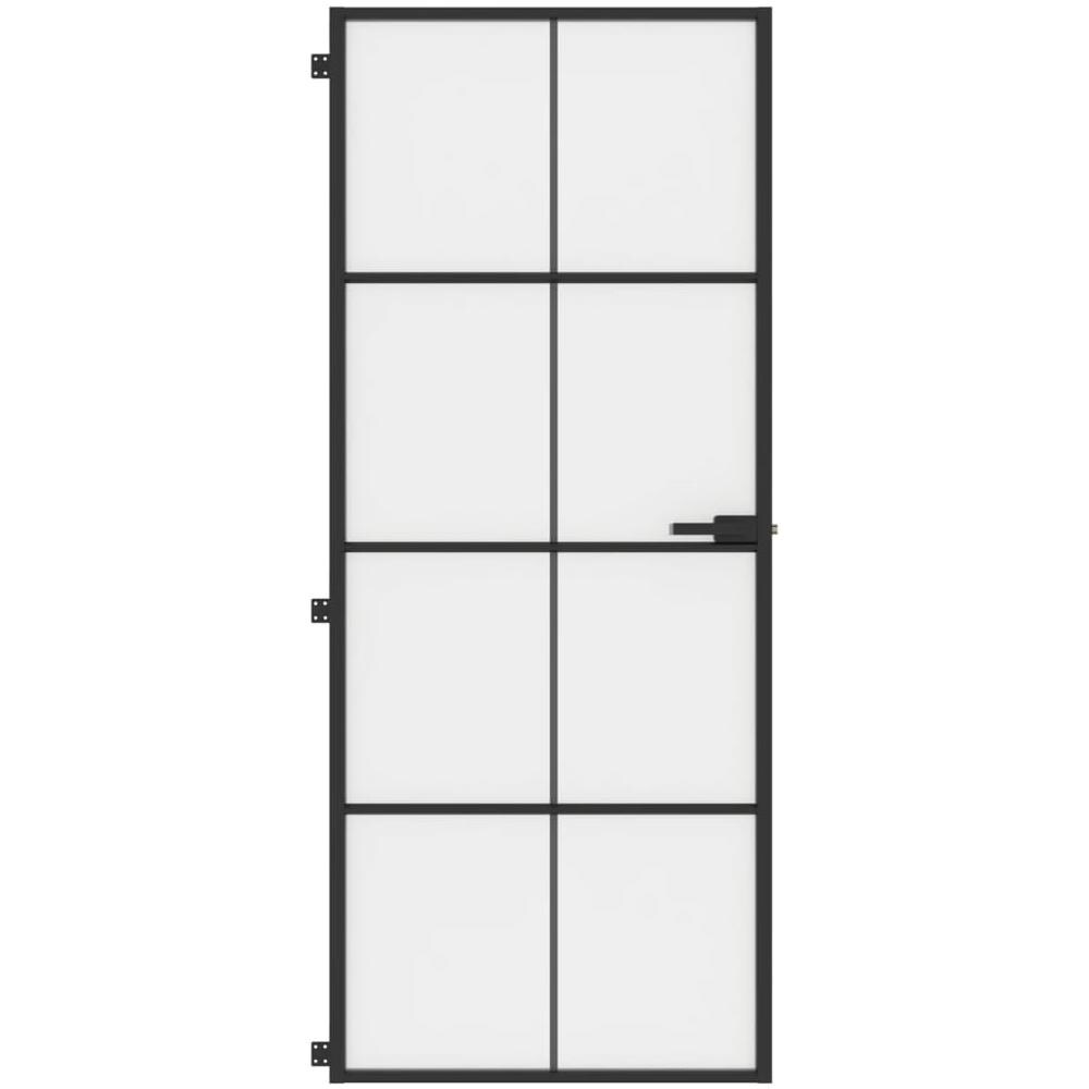 Porta Interni Sottile Nera 83x201,5cm Vetro Temperato Alluminio - Foto 3