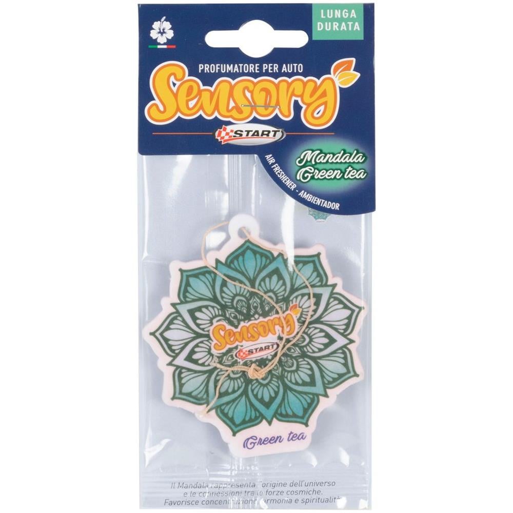 Sensory Profumatore Auto In Cartoncino - Gusto Tã¨ Verde - Mandala - 7,5 Cm X 17,5 Cm - Foto 2