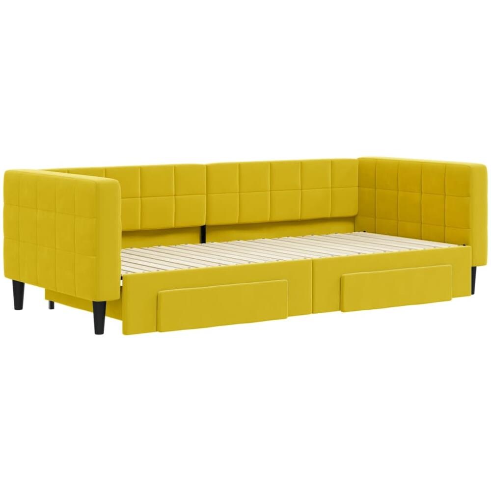 Divano Letto Estraibile Con Cassetti Giallo 90x200cm In Velluto - Foto 2