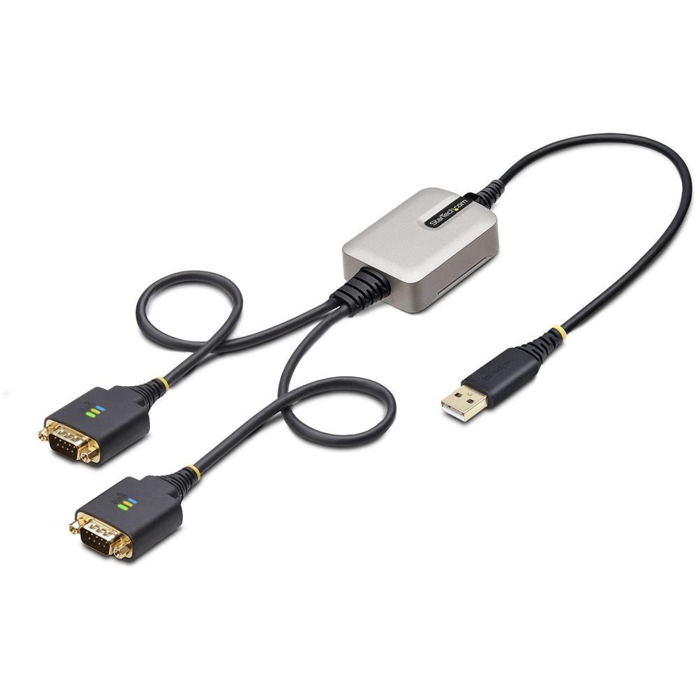 Cavo da USB a seriale a 2 porte da 60 cm, Viti /dadi DB9 intercambiabili, ritenzione COM, USB-A a DB9 RS232, FTDI, protezione ESD di livello 4, Windows /macOS /ChromeOS /Linux - Struttura robusta in TPE - Foto 1