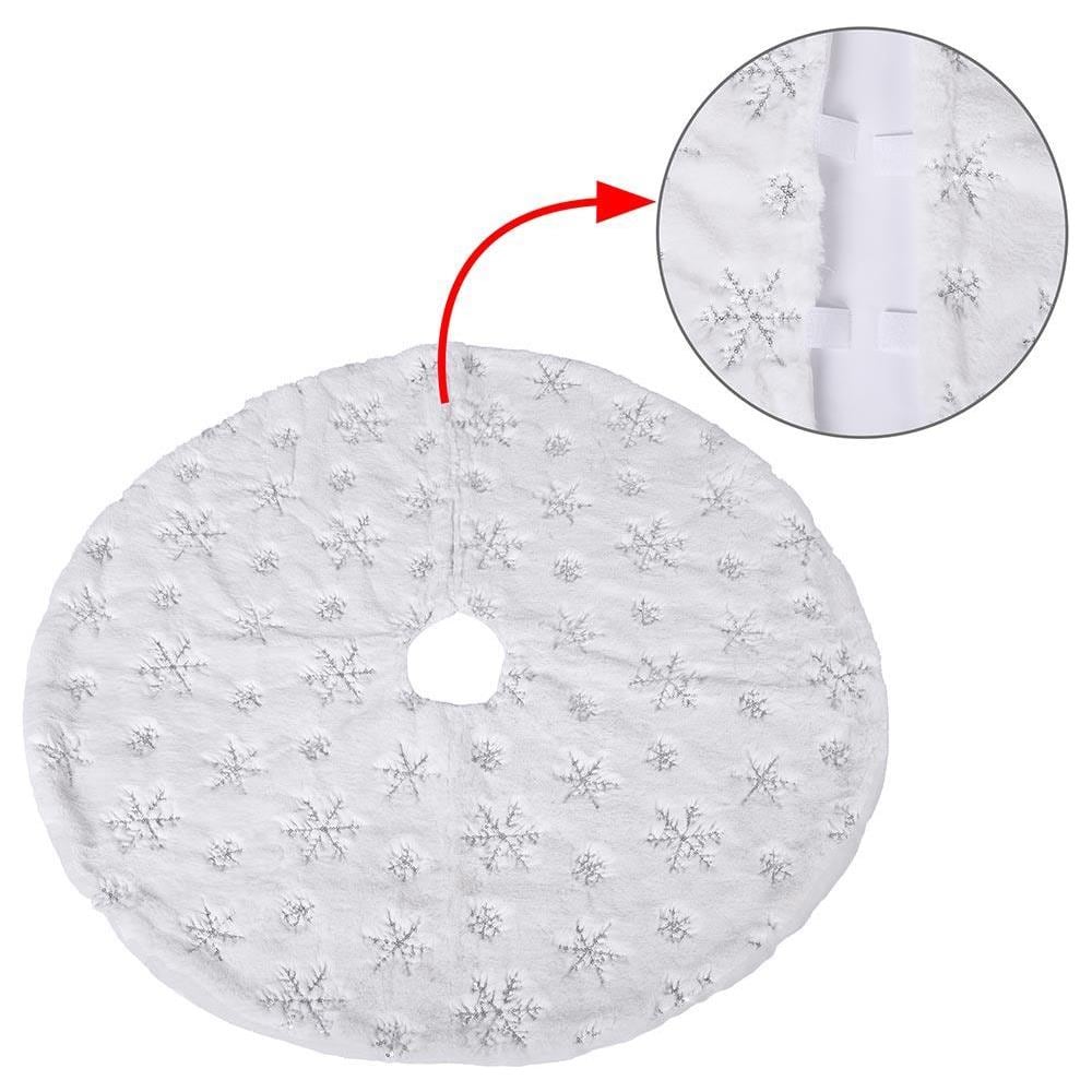 Tappeto Gonna Copertura Base Albero di Natale 80cm Peluche Fiocco di Neve Silver - Foto 2