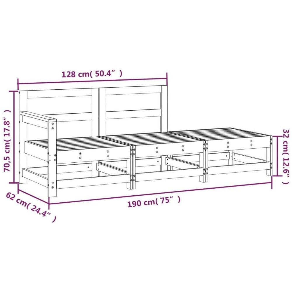 Set Salotto da Giardino 3 pz in Legno Massello di Douglas - Foto 8