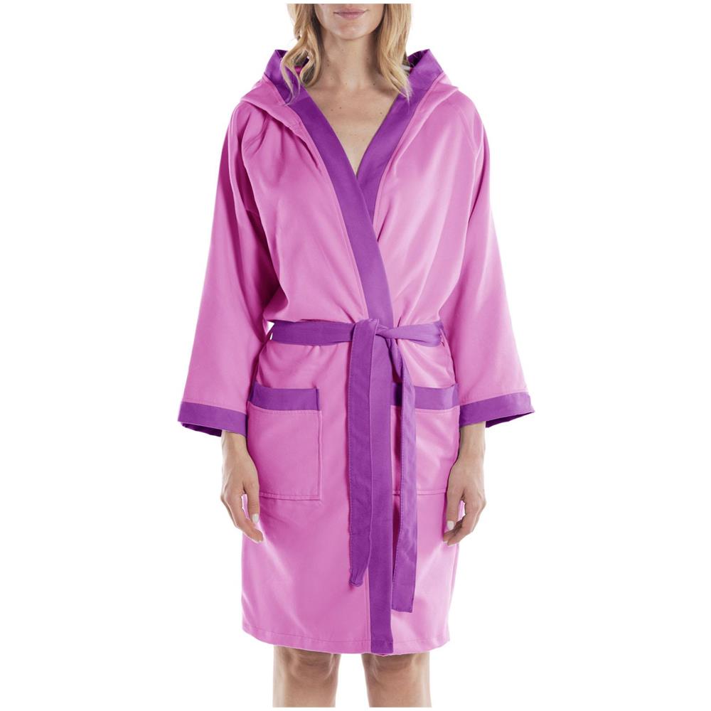 Accappatoio Con Cappuccio Spugnissima Tecno Bicolor In Microfibra Colore Viola Misura M - Foto 2
