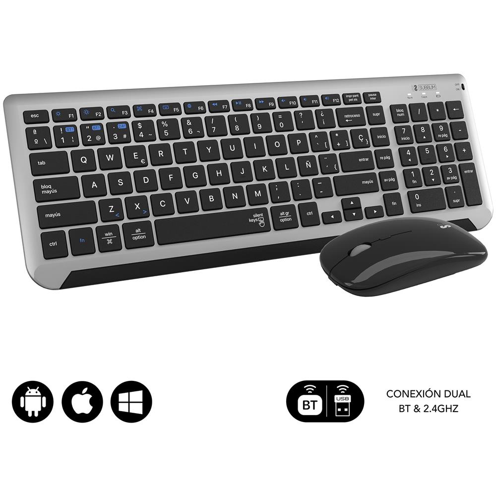 Tastiera e Mouse Wireless SUBKBC-DCEP20  (Layout Spagnolo) Colore Nero, Grigio - Foto 2