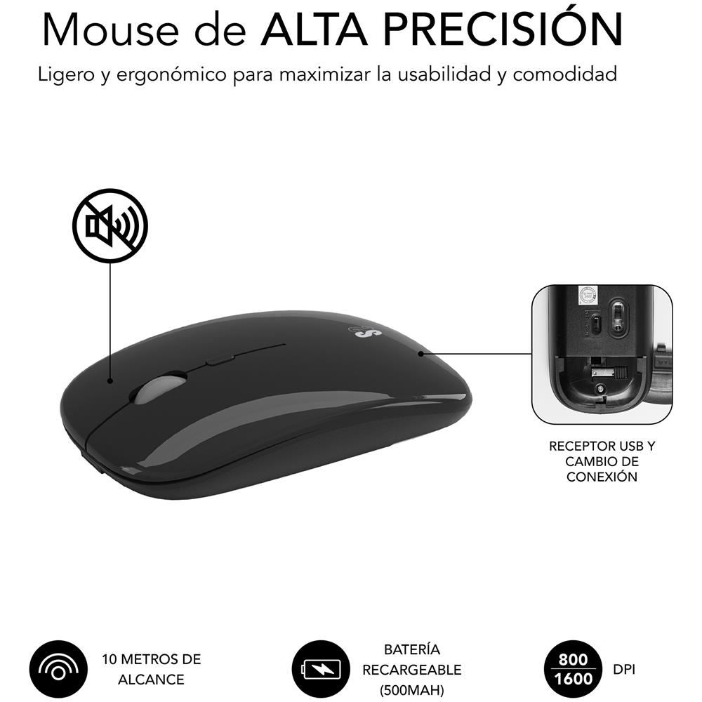 Tastiera e Mouse Wireless SUBKBC-DCEP20  (Layout Spagnolo) Colore Nero, Grigio - Foto 7