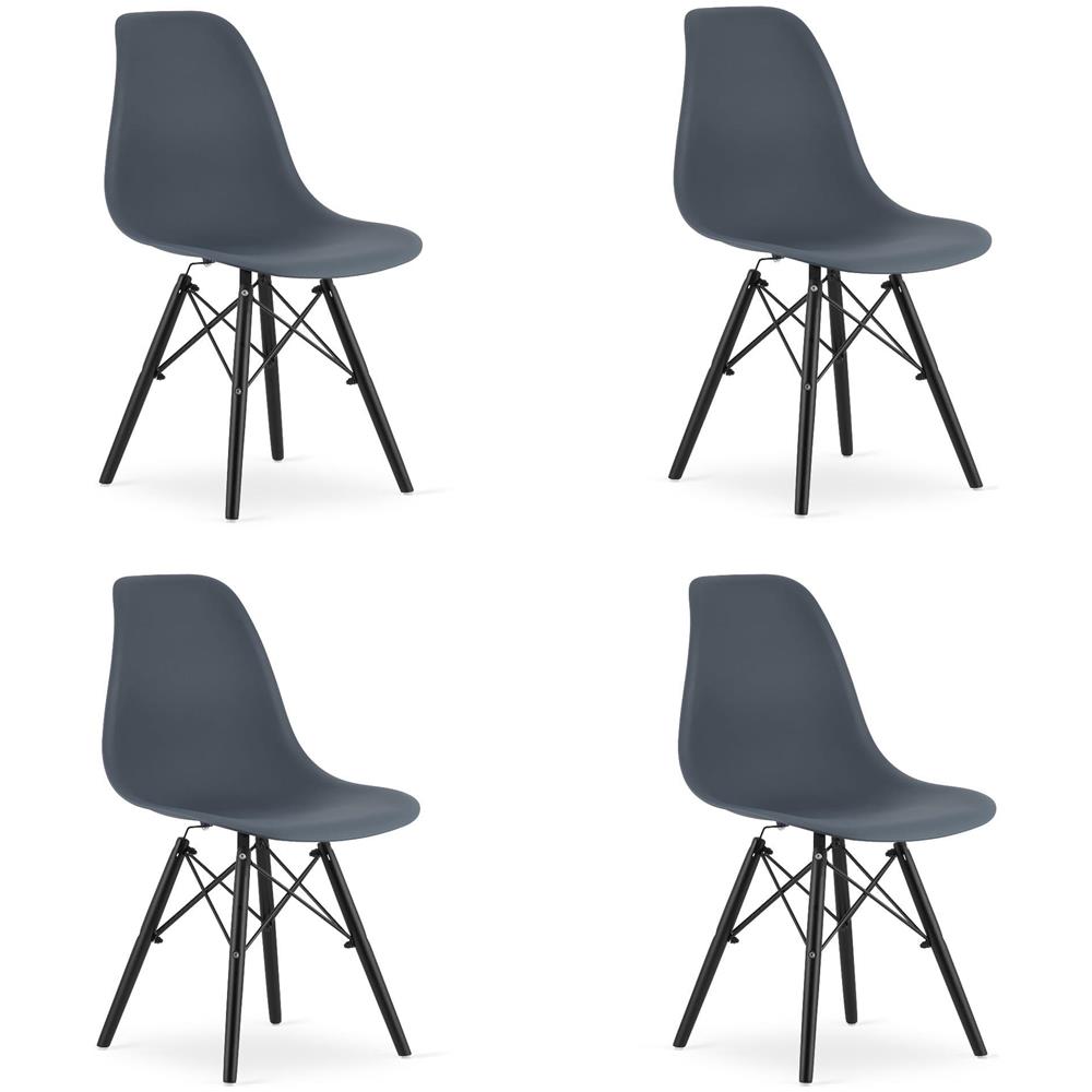 Sedia OSAKA con gambe nere ardesia scura per soggiorno x4 - Foto 1